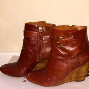 Cognac Wedge Booties
